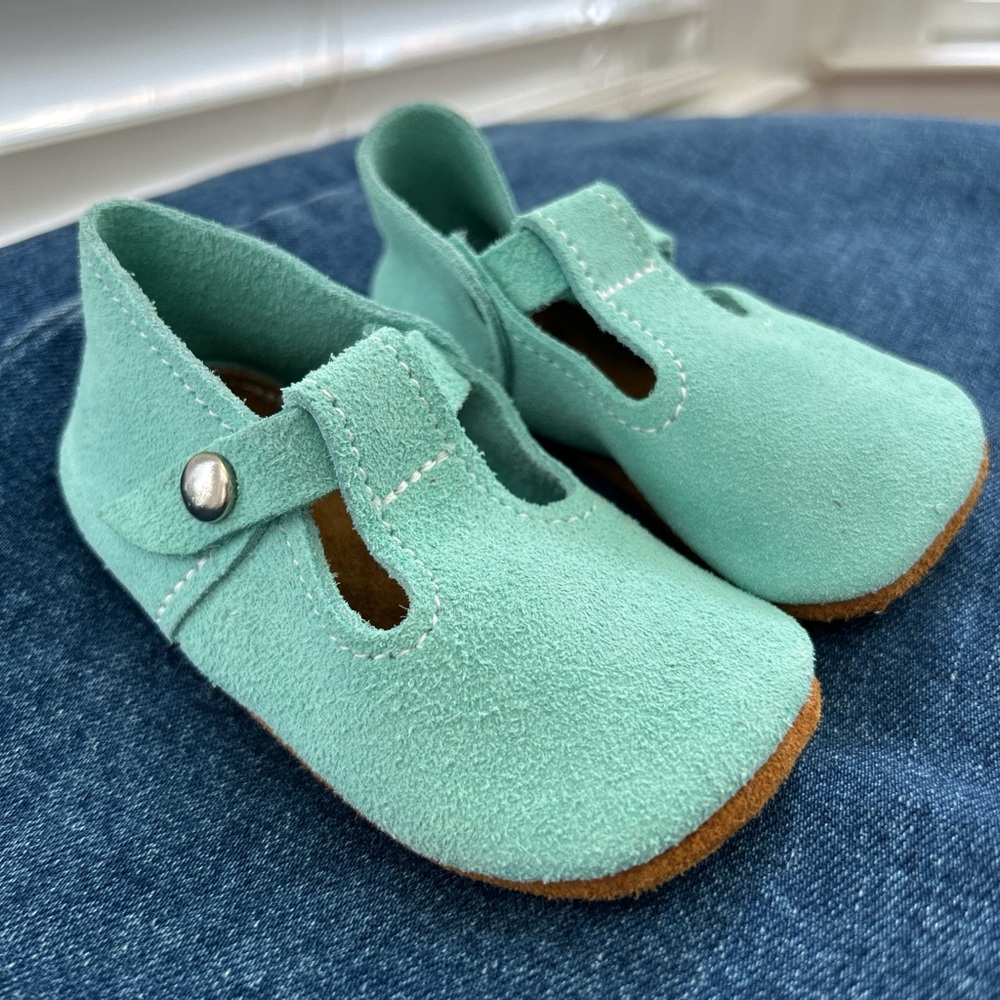 Mon petit t-strap mint teal suede baby shoes barefoot minimalist 5
 #monpetite
